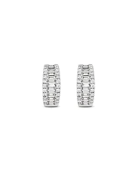 1.00 Carat TW Diamond Dot Dash Huggie Earrings in 14kt White Gold