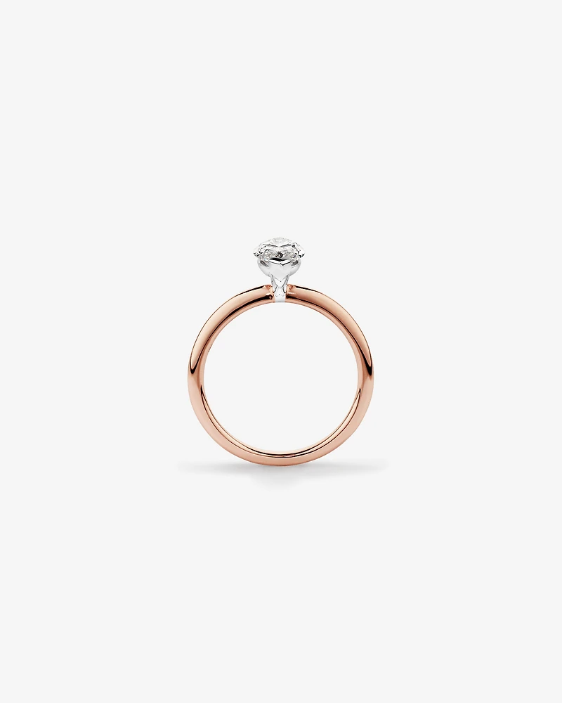 Bague de fiançailles solitaire en diamant cultivé en laboratoire TW Marquise de 1,25 carat en or rose et blanc 14 carats