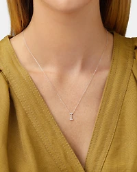 I Initial Necklace with 0.10 Carat TW of Diamonds in 10kt White Gold