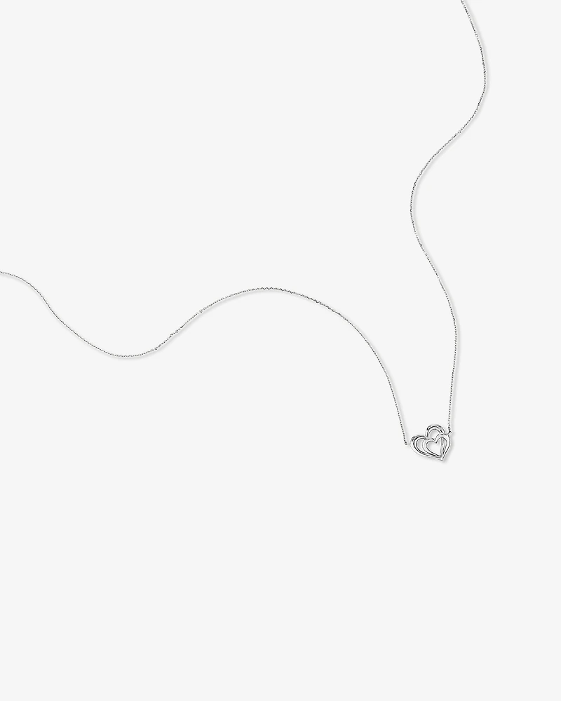 Double Open Heart Necklace in Sterling Silver