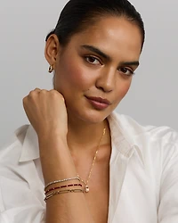 Burgundy Cord Bead Bracelet in 10kt Yellow Gold