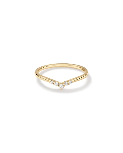 Diamond Chevron Wedding Band in 14kt Yellow Gold