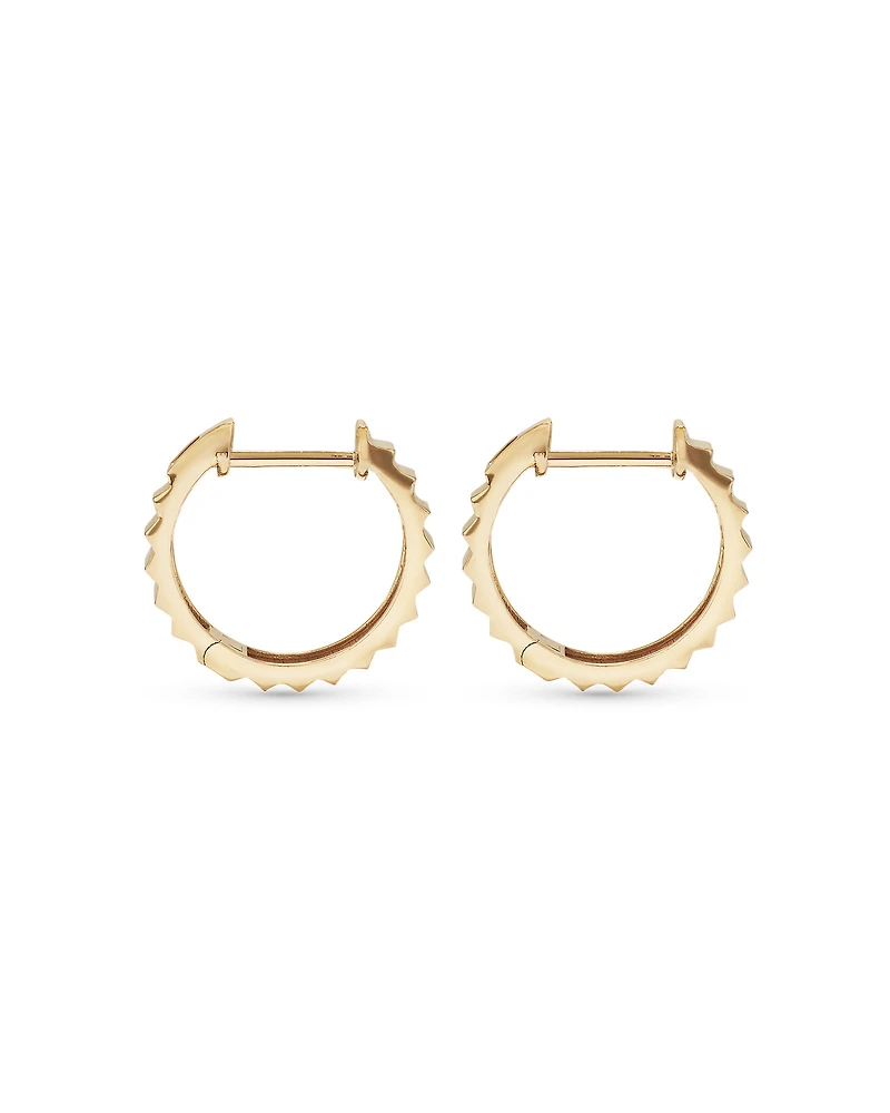Ribbed Huggie Hoop Earrings 10kt Yellow Gold