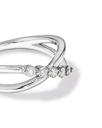 0.20 Carat TW Round Brilliant Diamond Crossover Ring in Sterling Silver