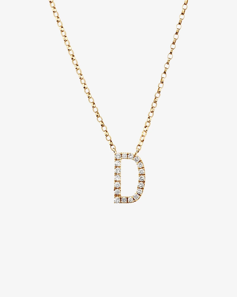 "D" Initial Necklace with 0.10 Carat TW of Diamonds in 10kt Yellow Gold