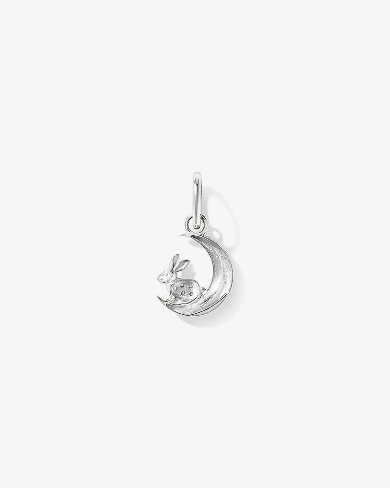 Moon Rabbit Pendant with Cubic Zirconia in Sterling Silver