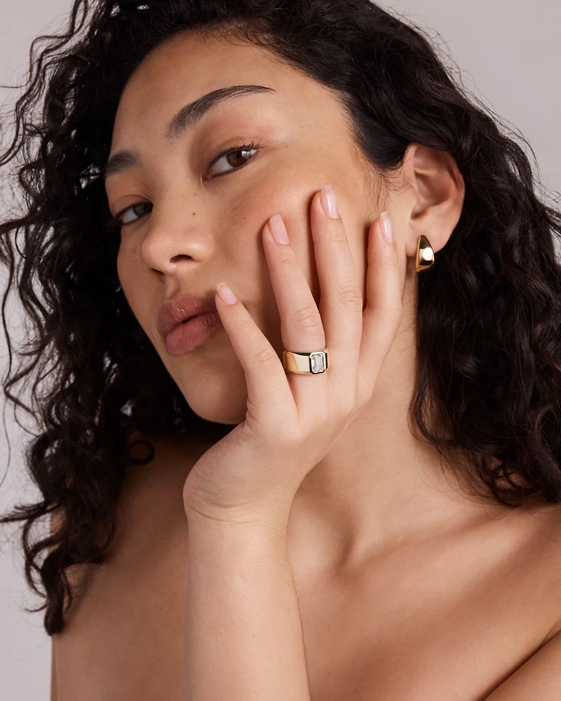 2.00 Carat TW Bezel Set Emerald Cut Lab-Grown Diamond Modern Cigar Band in 14kt Yellow Gold