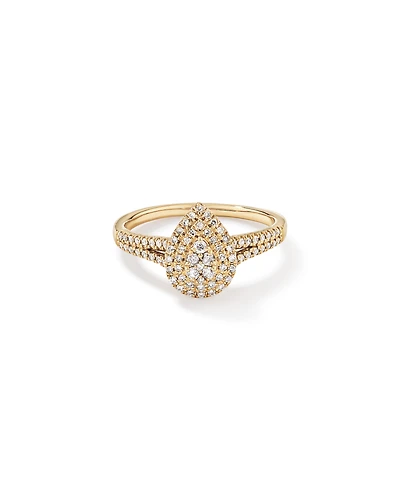 0.30 Carat TW Pear Shaped Cluster Diamond Halo Engagement  Ring in 10kt Yellow Gold