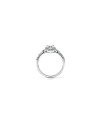 Bague en Zircon Cubique Forme de Poire avec Halo et Accents Latéraux Argent Sterling