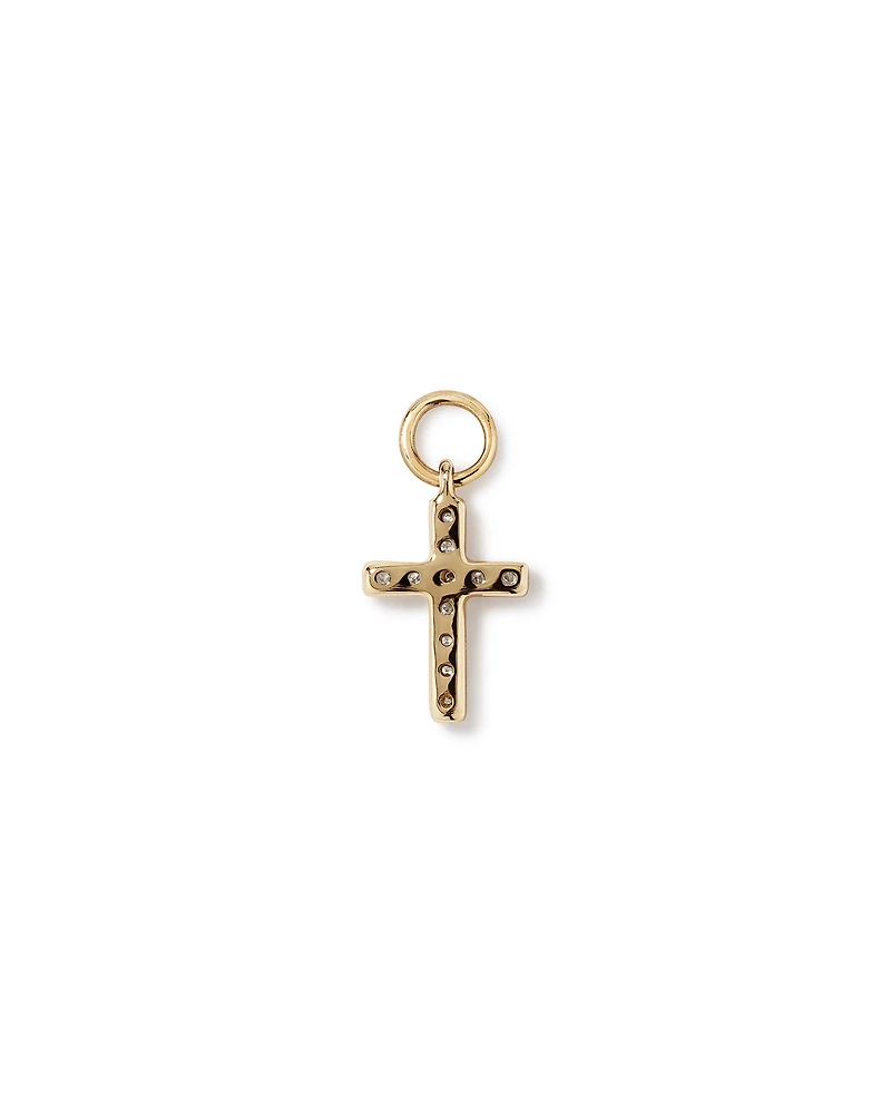 Cross Single Ear Charm with 0.04 Carat TW of Diamonds in 10kt Yellow Gold