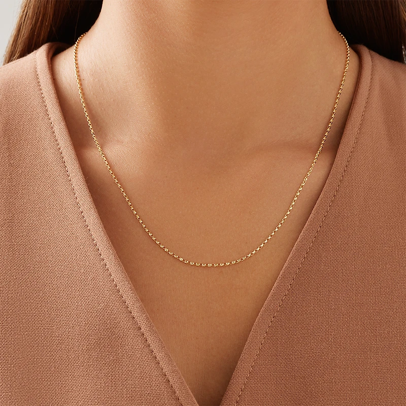 50cm (20") 1mm-1.5mm Width Diamond Cut Belcher Chain in 18kt Yellow Gold