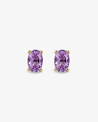 Oval Rose Amethyst Stud Earrings in 10kt Yellow Gold
