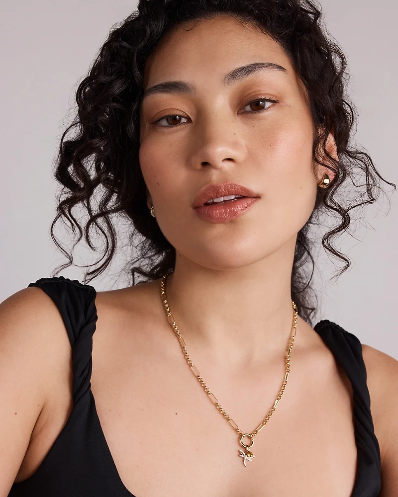 Diamond Dragonfly Pendant in 10kt Yellow Gold