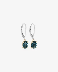 Earrings with London Blue Topaz in Sterling Silver and 10kt Yellow Gold