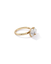 3.00TW Pear and Oval Laboratory-Grown Diamond Two Stone Engagement Ring 14kt Yellow Gold