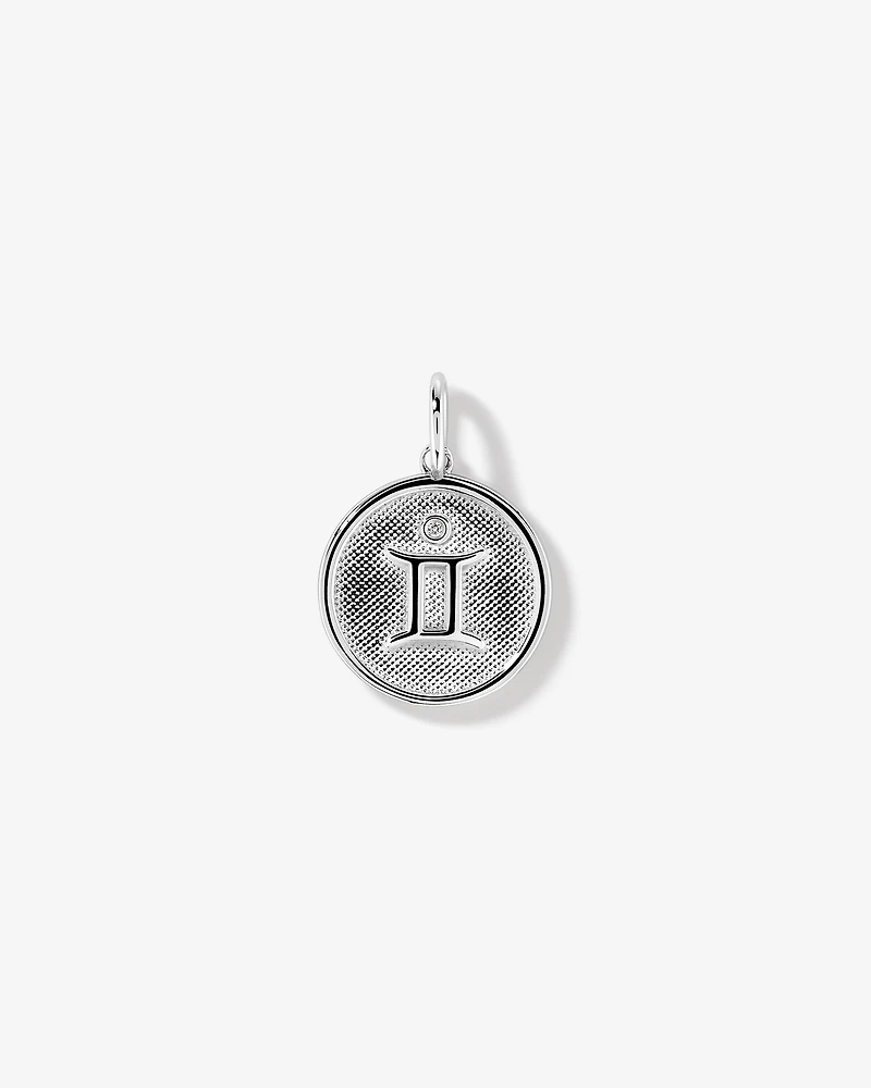 Diamond Accent Gemini Zodiac Pendant in Sterling Silver