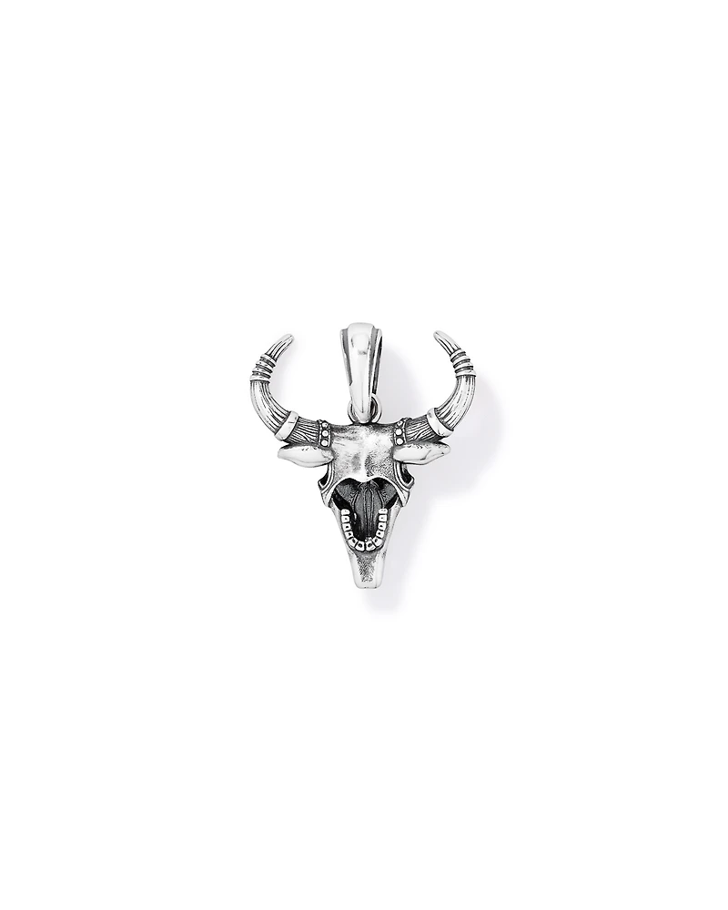 Bull Skull Pendant in Sterling Silver