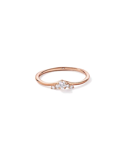 Bague de promesse forme chevron en or rose 10 carats avec diamant laboratoire taille brillant rond (poids total 0,15 carat)