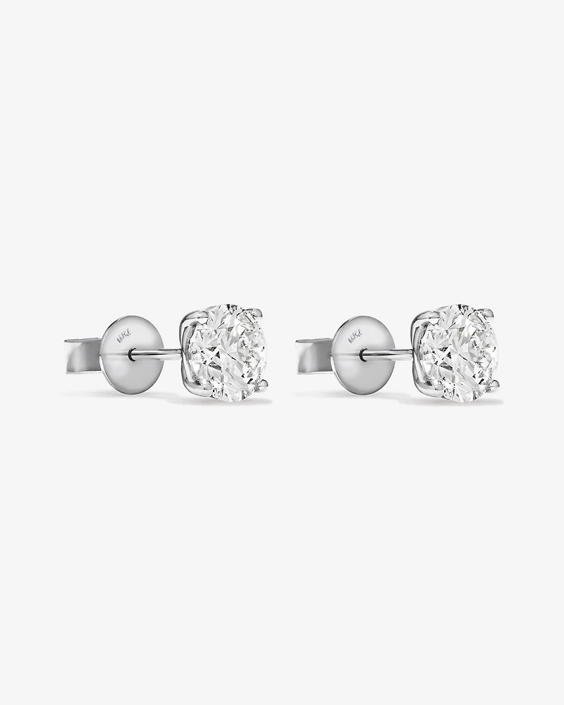 Boucles d’oreilles en diamant solitaire cultivées en laboratoire de 2,00 carats en or blanc 14 carats