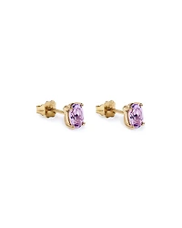 Oval Rose Amethyst Stud Earrings in 10kt Yellow Gold