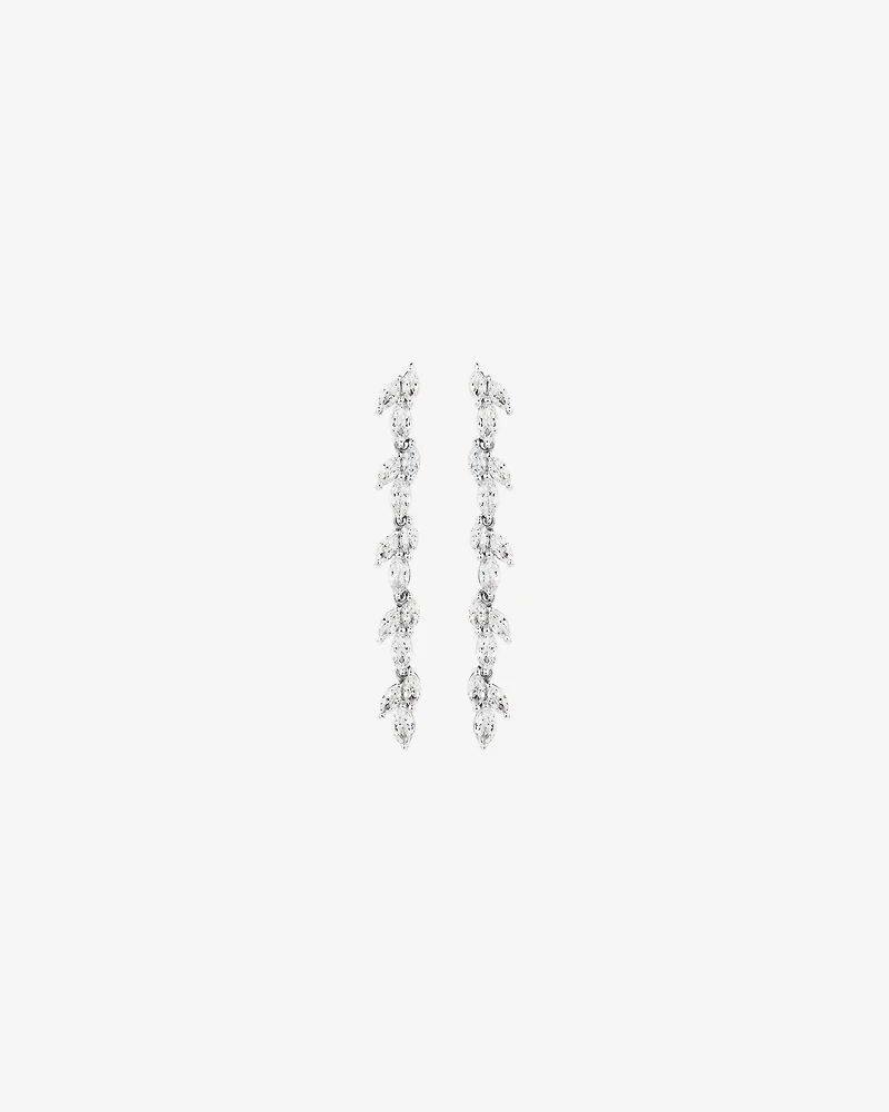 Cubic Zirconia Vine Drop Stud Earrings in Sterling Silver
