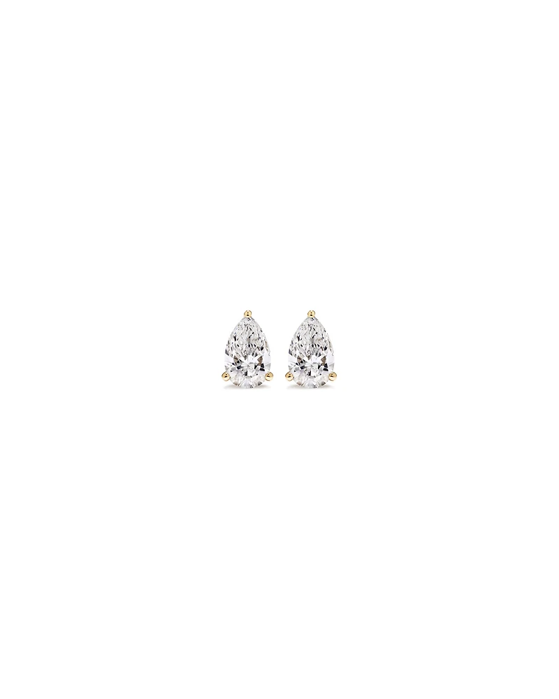1.00 Carat TW Pear Cut Laboratory-Grown Diamond Solitaire Stud Earrings in 10kt Yellow Gold