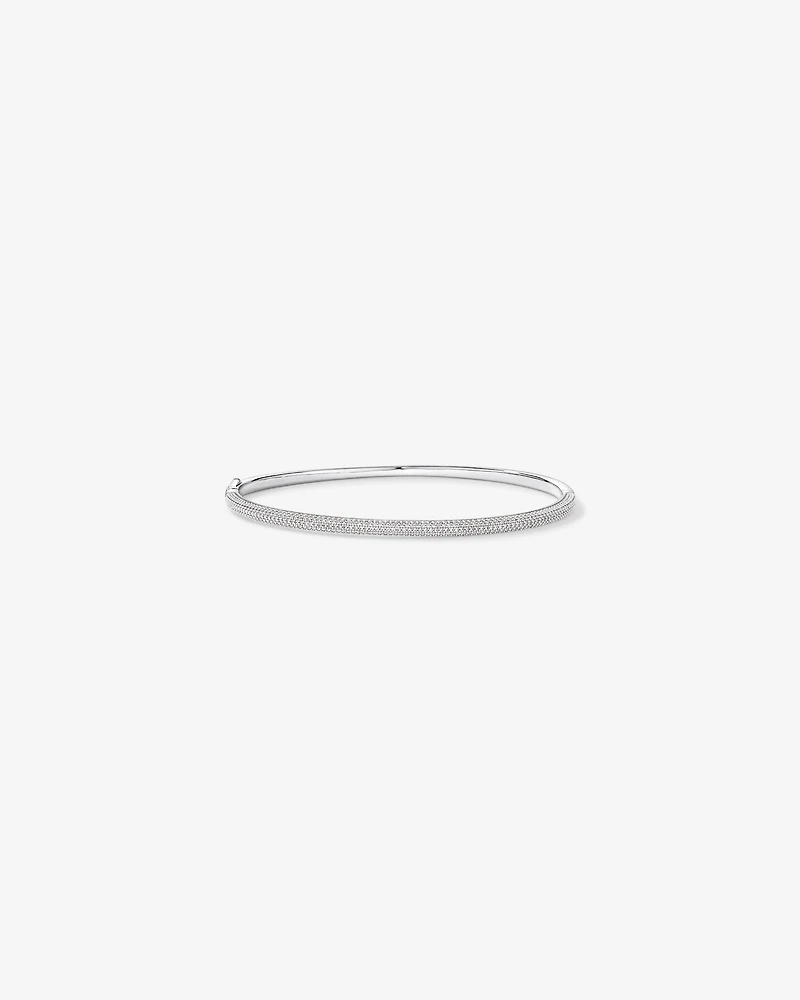 62mm Slim Pavé Hinged Bangle with Cubic Zirconia in Sterling Silver