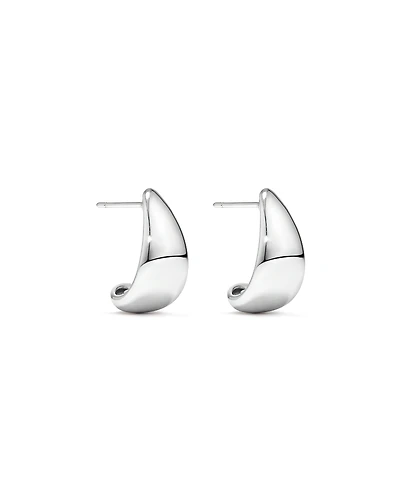 Boucles d’oreilles clous demi-créoles bombées polies en argent sterling
