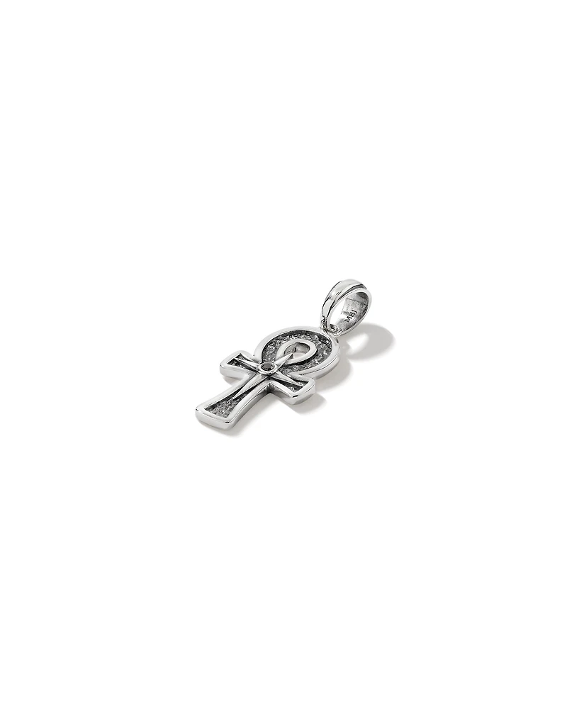 Black Diamond Ankh Pendant in Sterling Silver