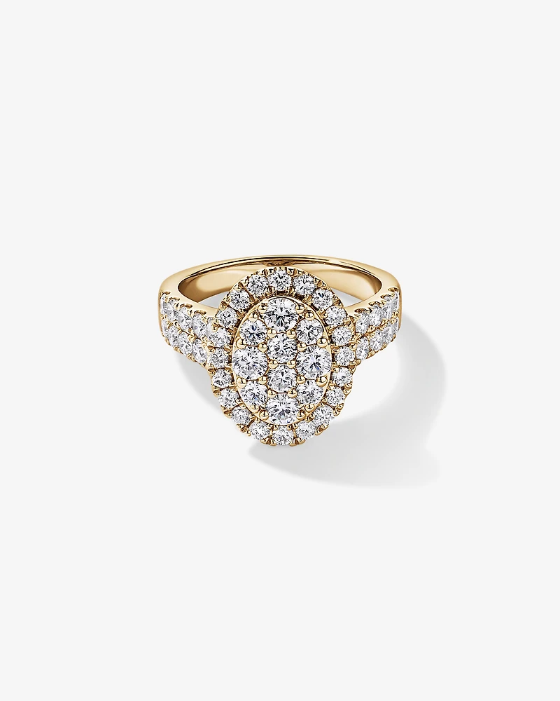 2.00TW Round Brilliant Laboratory-Grown Diamond Cluster Ring 10kt Yellow Gold