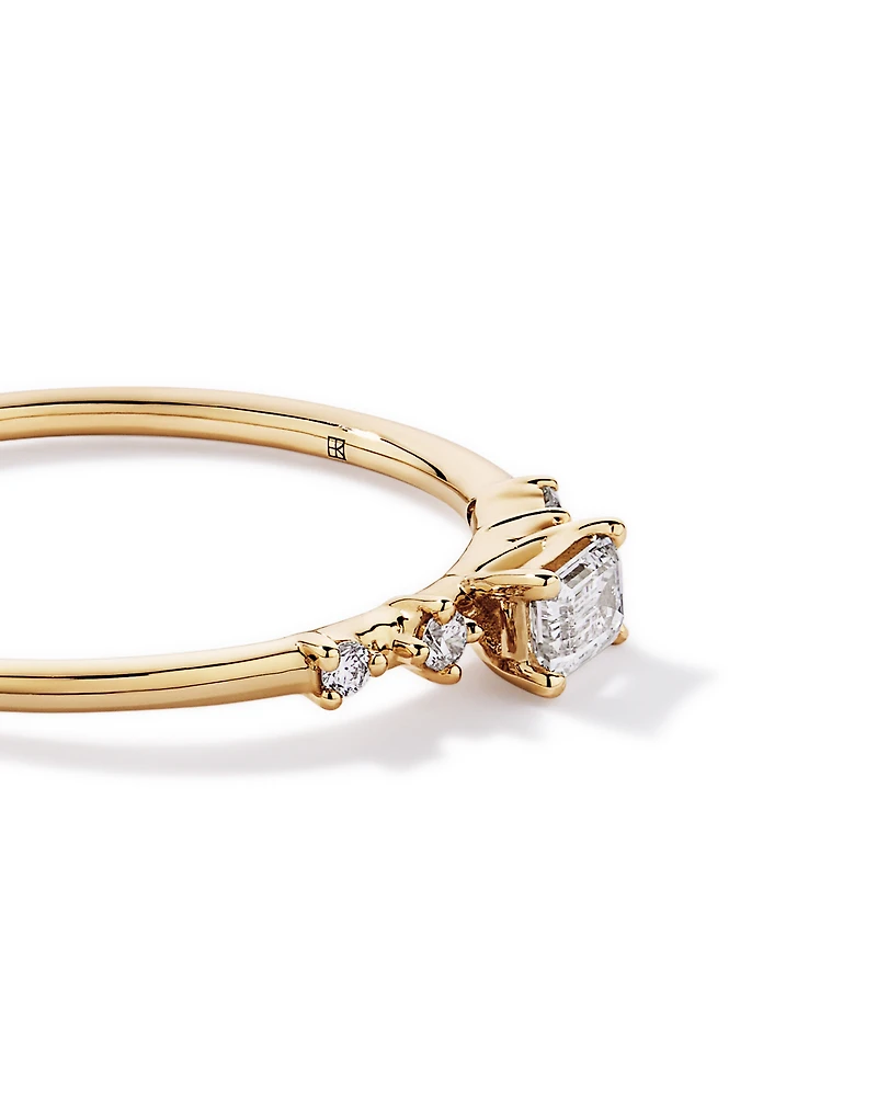 0.20 Carat TW Emerald Cut and Round Brilliant Laboratory-Grown Diamond Promise Ring 10kt Gold