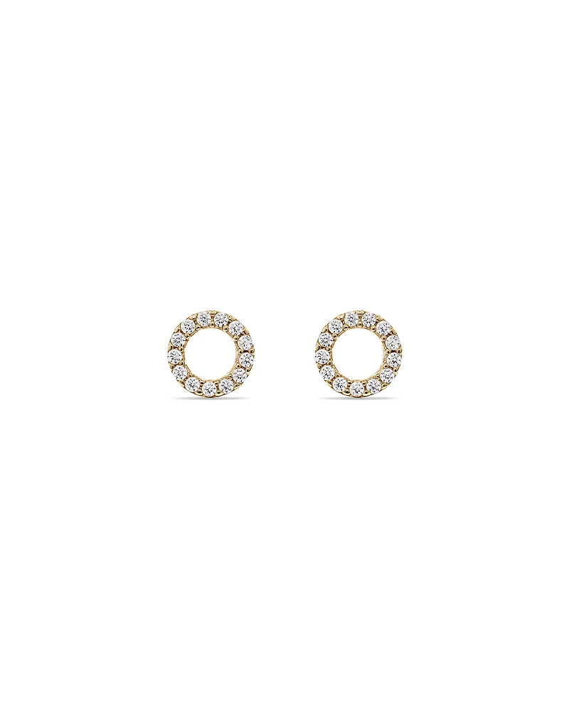 Cubic Zirconia Open Circle Stud Earrings in 10kt Yellow Gold