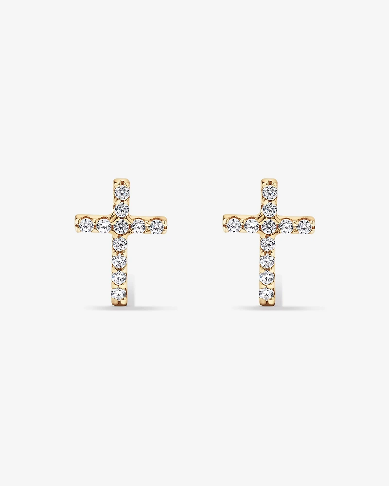Ensemble croix en vermeil 18 ct avec zirconiums cubiques