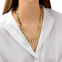 Chaîne à maillons gourmette en or jaune massif 10 K de 55 cm, largeur de 12 à 12,5 mm