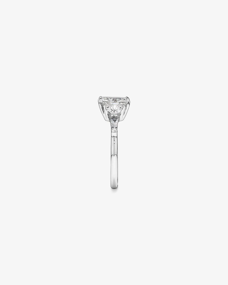 2.86 Carat TW Radiant Cut Laboratory-Grown Diamond Fancy Side Stone Engagement Ring 14kt White Gold