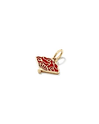 Pendentif éventail en émail rouge en Vermeil 18 kt