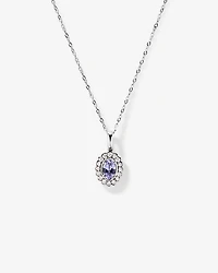 Tanzanite & 0.15TW of Diamond Halo Pendant with Chain in 10kt Gold
