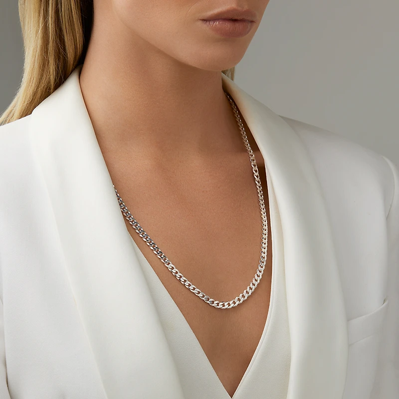 Chaîne à maillons gourmette en argent sterling de 60 cm, largeur de 5,5 mm