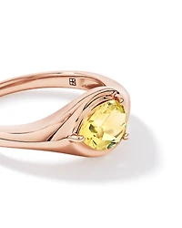Pear Cut Lemon Quartz East-to-West Set Ring 10kt Rose Gold