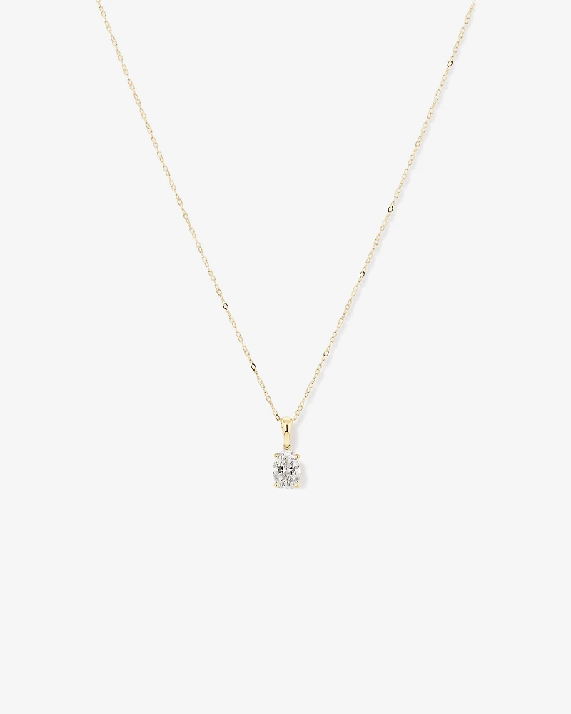 1.00 Carat TW Oval Cut Laboratory-Grown Diamond Solitaire Pendant  in 10kt Yellow Gold