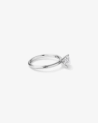 Bague de fiançailles solitaire en or blanc 14 carats avec diamant rond brillant laboratoire (poids total 1,25 carat)