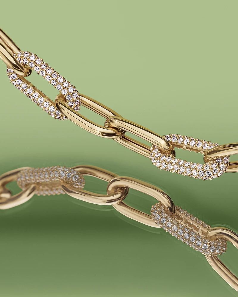 Bracelet Luxe Links avec zirconie cubique en Vermeil 18 kt