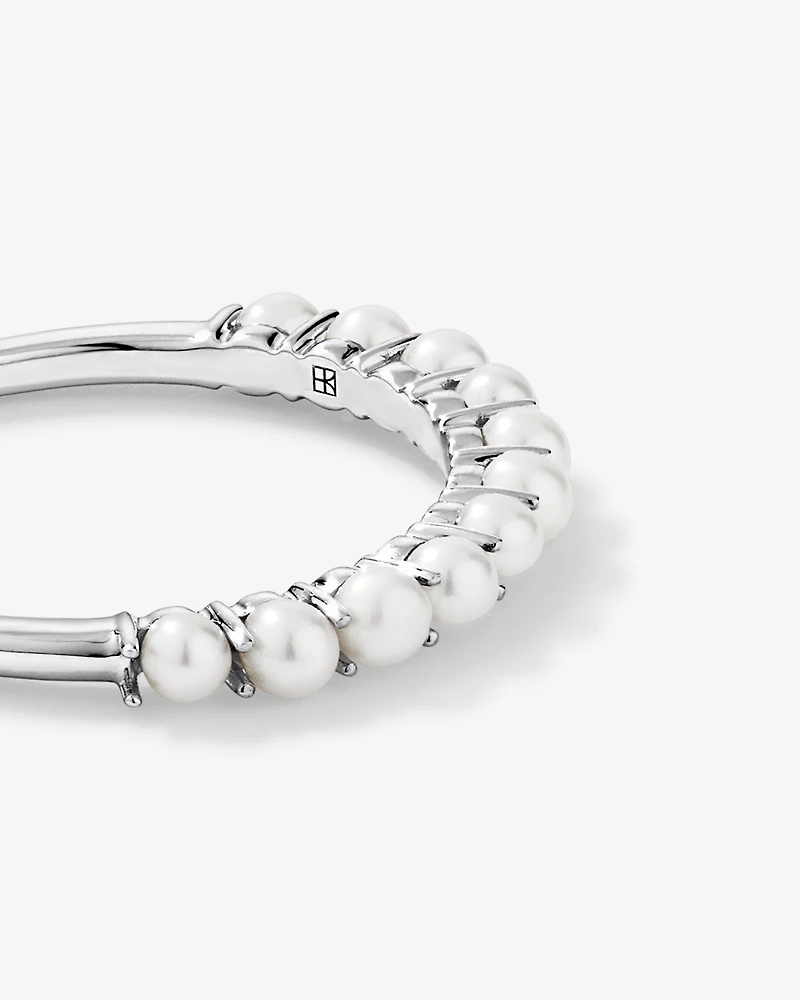 Cultured Freshwater Pearl Band Ring 10kt White Gold