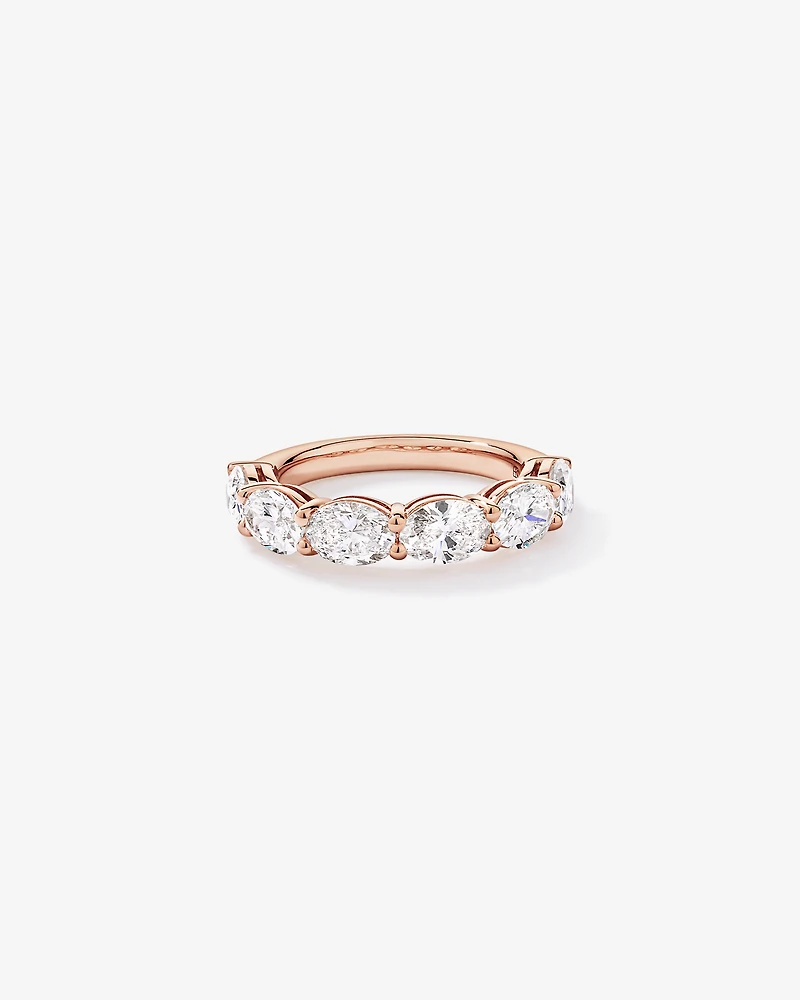 Alliance en or rose 14 carats sertie d'un diamant ovale de 3,00 cultivé laboratoire