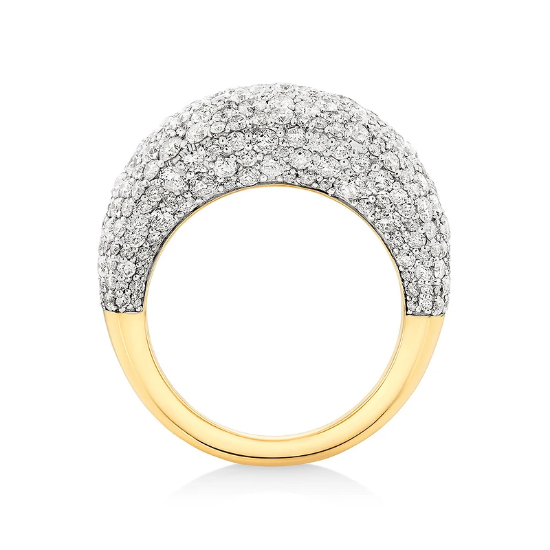 Bague Stardust en or jaune 14 K et en rhodium à diamants totalisant 4,06 ct