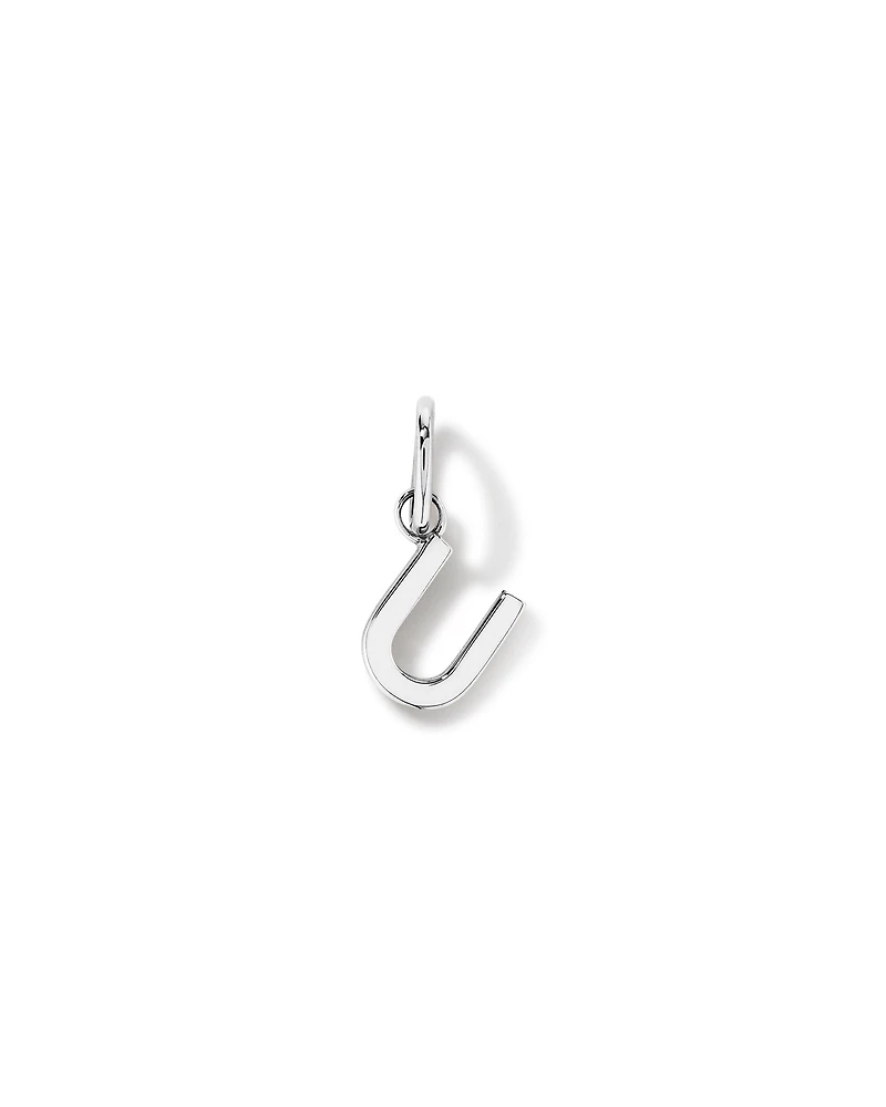 Letter U Initial Pendant in Sterling Silver