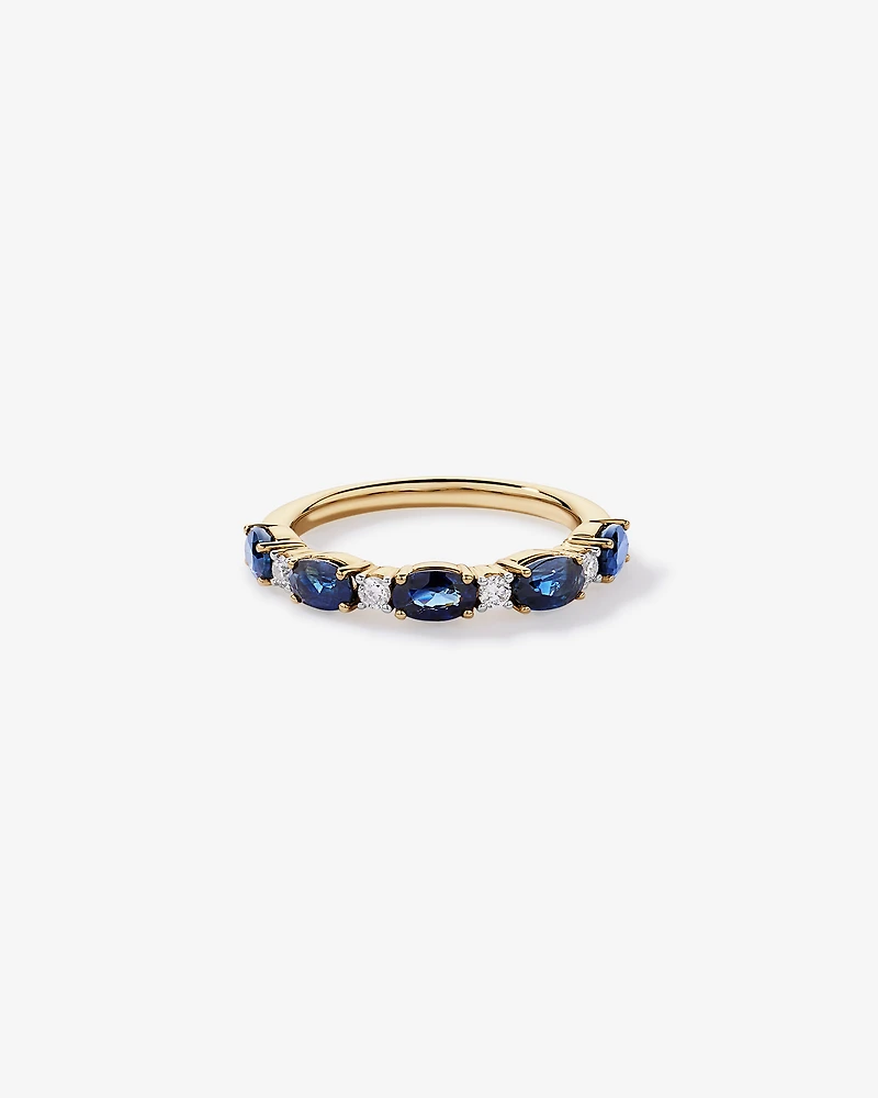 Bague alternative en diamant TW saphir australien et 0,12 carat or jaune 10 carats