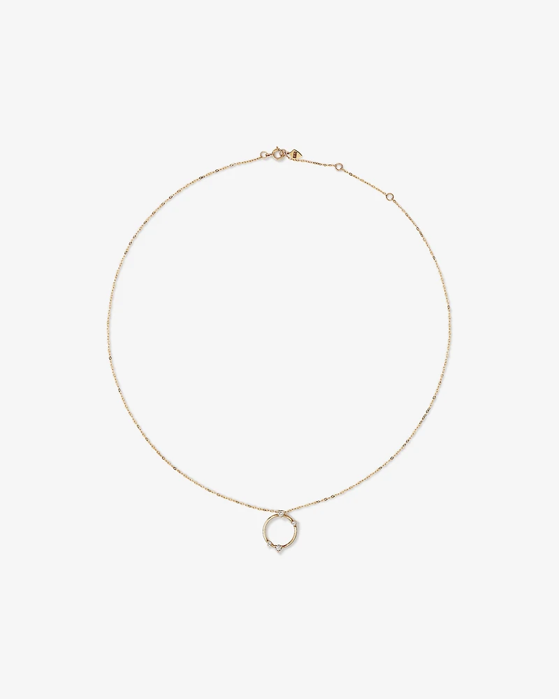 Diamond Studded Circle Necklace in 10kt Yellow Gold