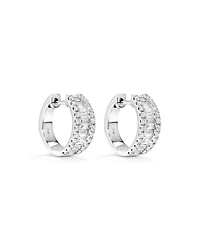 1.00 Carat TW Diamond Dot Dash Huggie Earrings in 14kt White Gold