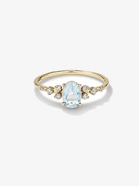 Aquamarine and 0.12 Carat TW Diamond Ring 10kt Yellow Gold